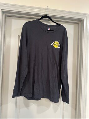 NBA Black Long Sleeve Tee with Yellow Lakers Chest Emblem